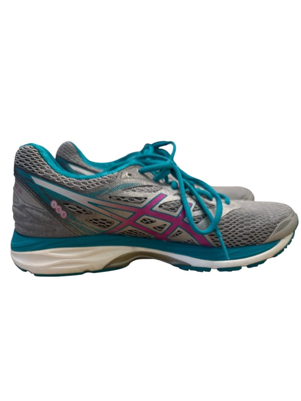 ASICS Gel Cumulus 18 Running Shoes Gray Teal Pink Womens Size 9 Athletic Sneaker